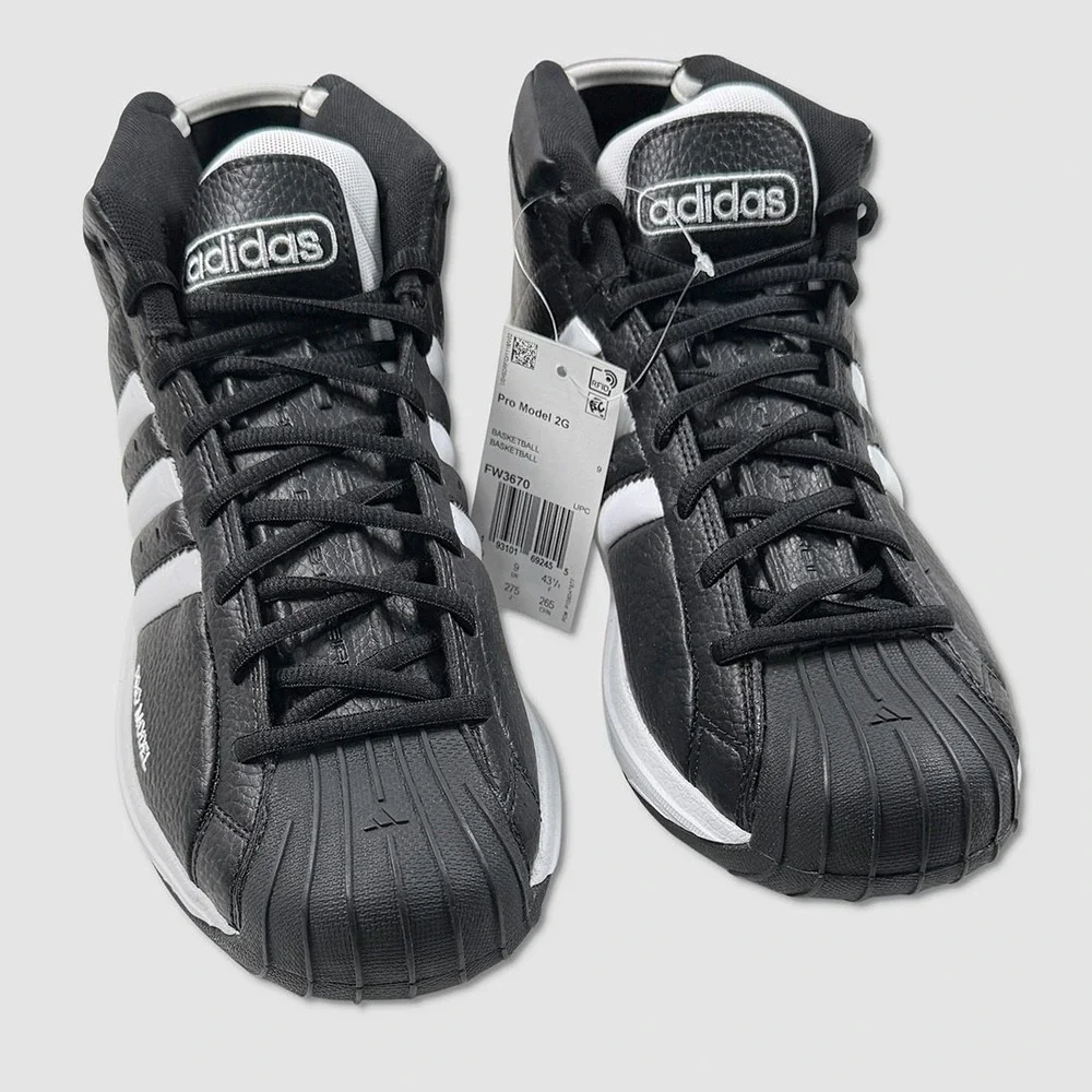 Adidas Pro Model 2G Shoes - NEW Mens Size 9.5 Black / White - #49540-OF